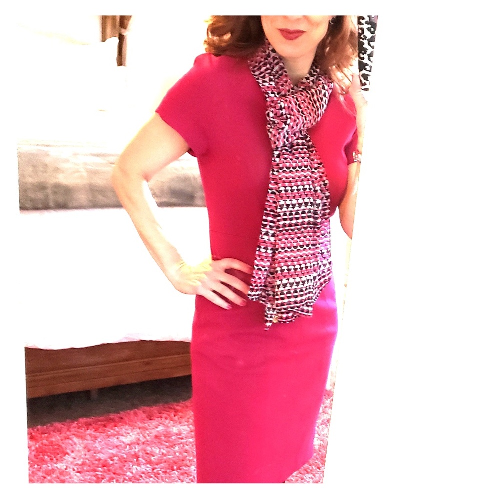 Fushia V-Neck Limited Career Dress